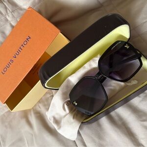 Oversized Black Sunglasses with Gold Accents